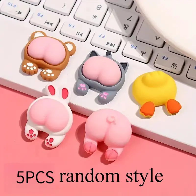 5pcs Random Style Cartoon Keycaps, Adhesive Not Included, Fun And Charming Cartoon Style Keycaps, Exquisite Mechanical Keyboard Keycap Set, Individual Packaging, Cute Aesthetic Replacement Parts, Perfect for Gaming Or Office Environments