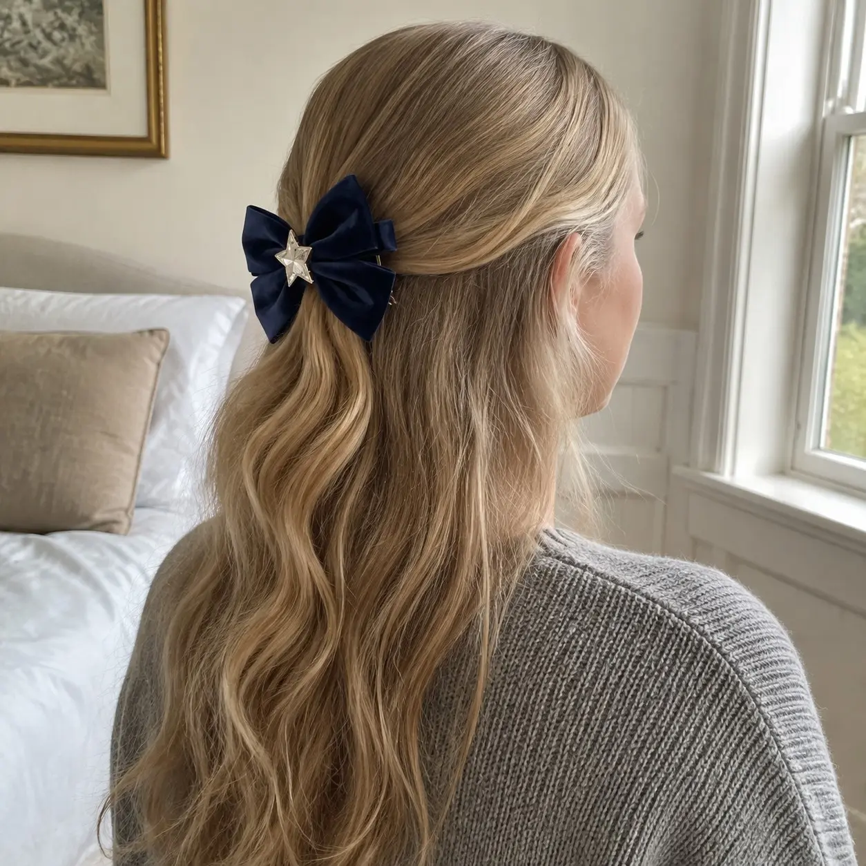 Oversized Satin Hair Scrunchie Set with Bowknot, Perfect for Office Commute, Daily Casual & Party Hair Styling, 1pc Elegant Accessory