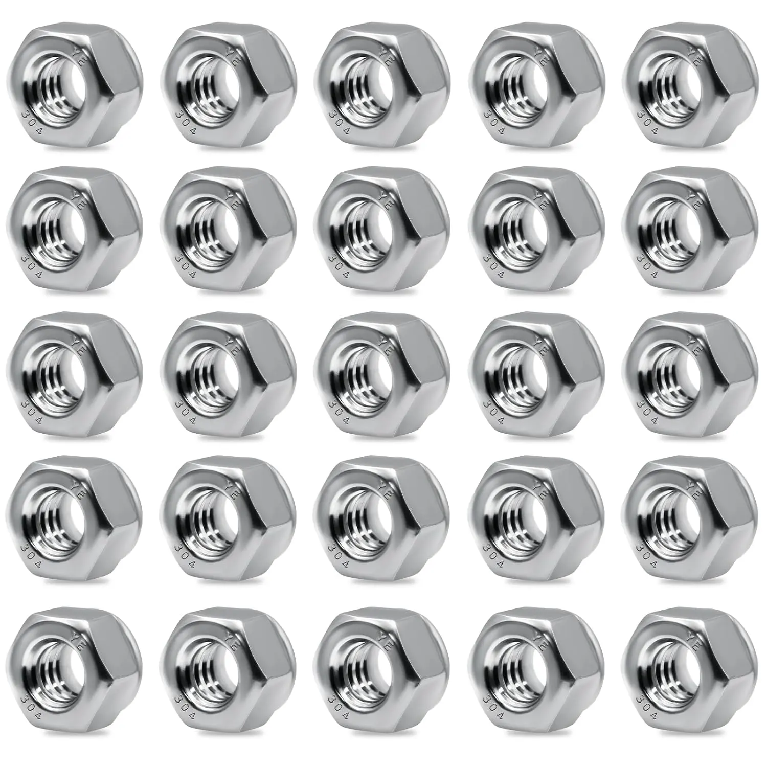 25 Pack 1/4"-20 Lock Nuts,304 (A2-70) Stainless Steel Nylon Insert Locknuts Standard Inch Thread Nylock Nuts for Hardware, Machinery, Automotive, Furniture Repair