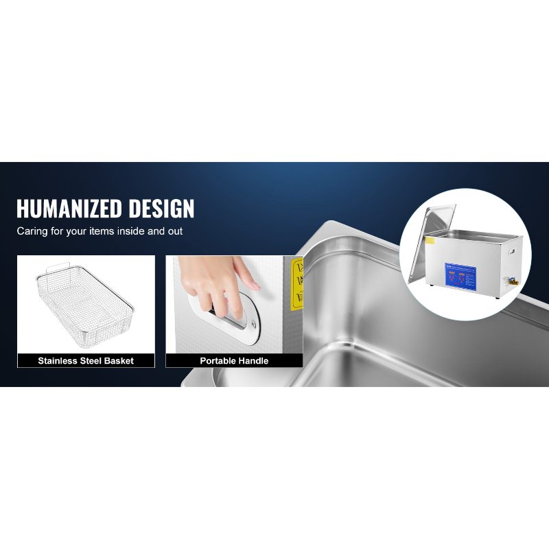 VEVOR Professional Ultrasonic Cleaner, 30 L Ultrasonic Jewelry Cleaner with Digital Timer Heater, Stainless Steel Industrial Sonic Cleaner 40kHz for Glasses, Watches, Rings, Small Parts