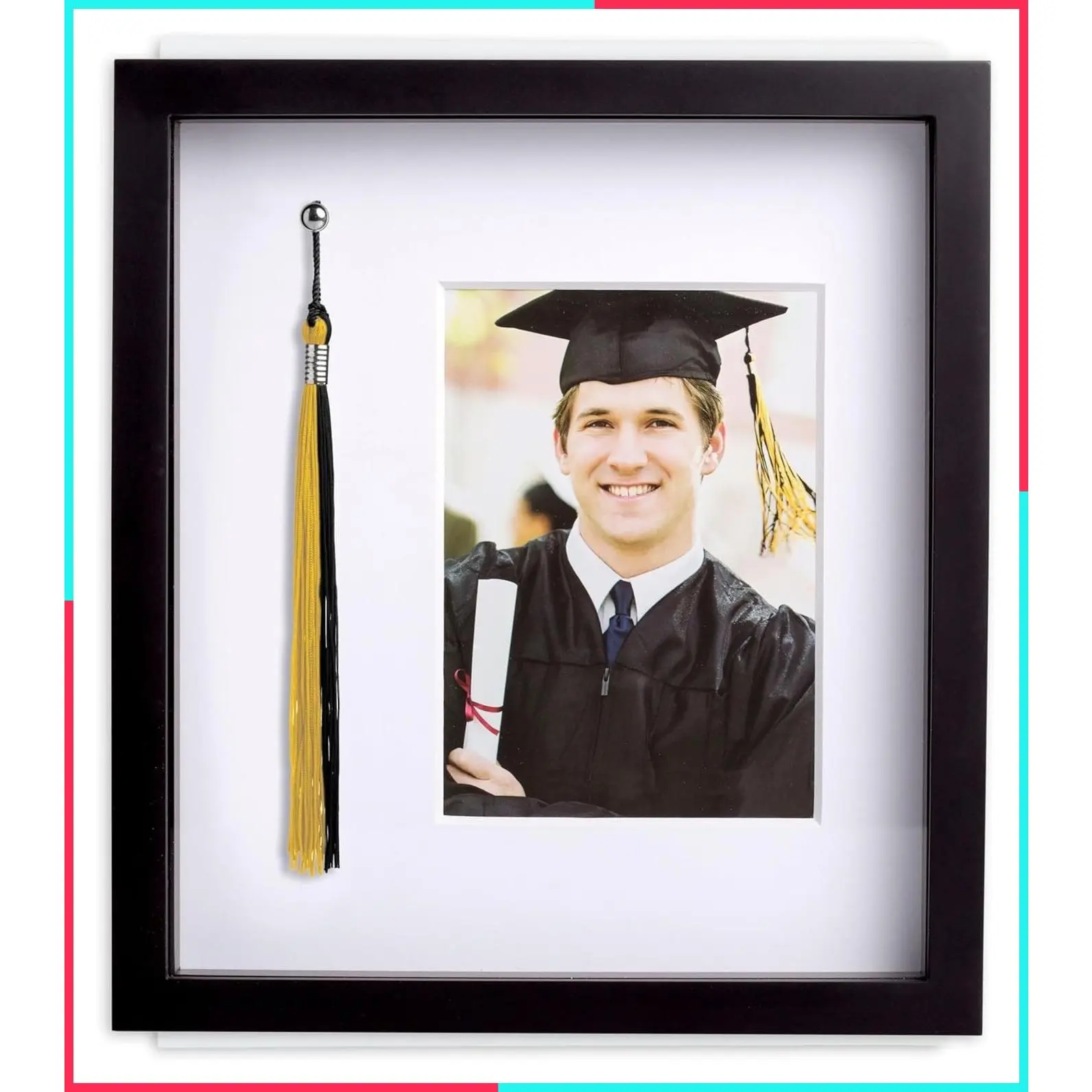 Tassel and Picture Graduation Frame, Photo with Tassel Holder, Perfect Graduation Party Centerpiece and Keepsake, Great Gift for Graduates, Parents, and Grandparents, 5x7 Photo Insert