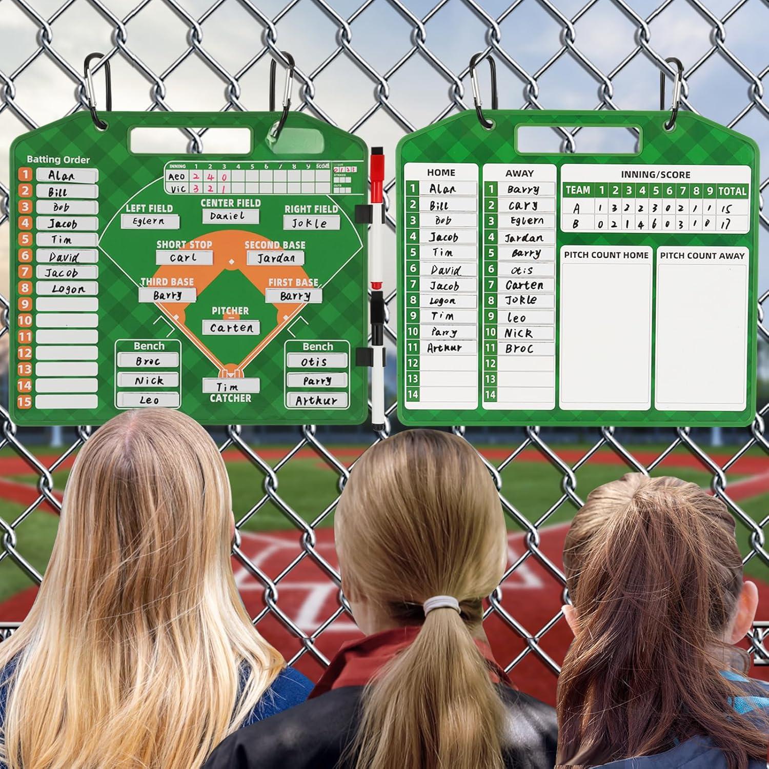 Baseball Lineup Board,Baseball Lineup Cards Baseball Lineup Board for Dugout Baseball Clipboard for Coaches Softball Lineup Cards Marker Boards Baseball Coaching Accessories(Green) Yifanyou Sports