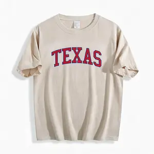 Imily Bela Women's 100% Cotton Vintage Varsity College khaki T Shirt Casual Short Sleeve Round Neck Top Womenswear