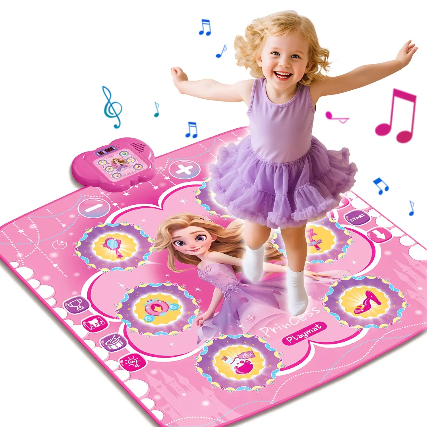 Children Dance Mat, Interactive Fun Game Rug, Indoor Exercise Pad, Wireless Music Sensing, No TV Needed, Requires 3 Aa Batteries