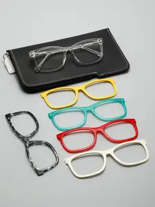 Jinimo Magnetic Eyewear Set, Square Frame, Decorative Lens, All-Seasons, Versatile for Work, Commute, Shopping, Dating, Weekly Style Needs