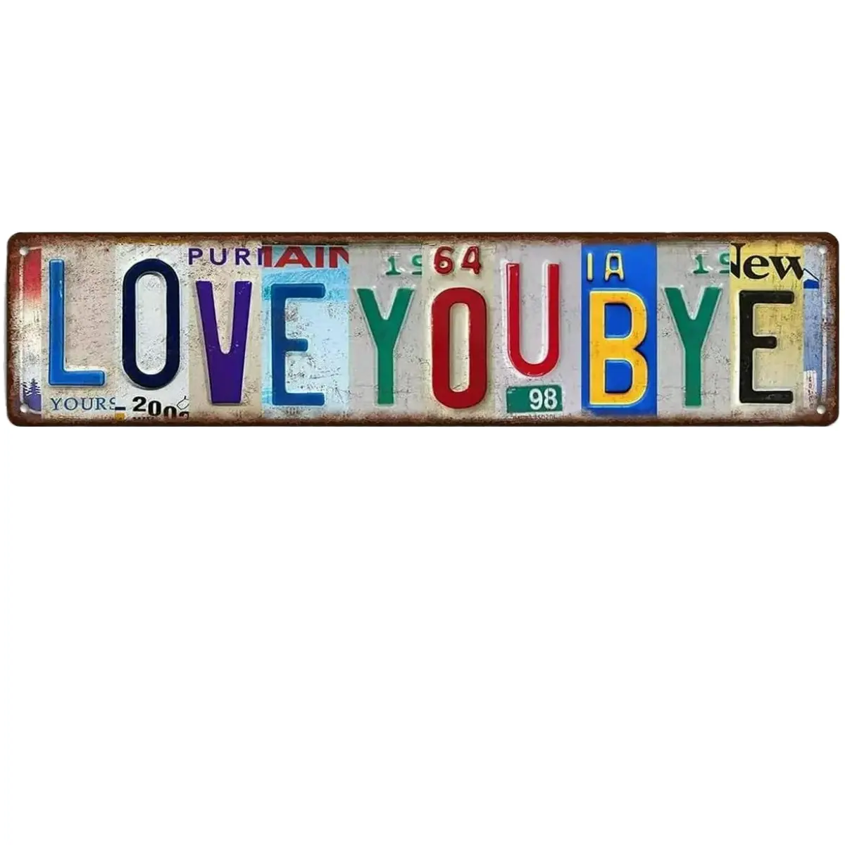 16x4 Inch Love You Bye Metal Tin Sign, Romantic Above Door Wall Decor, Cute Couple Bedroom Entryway Hanging Sign, Home Gift Decoration