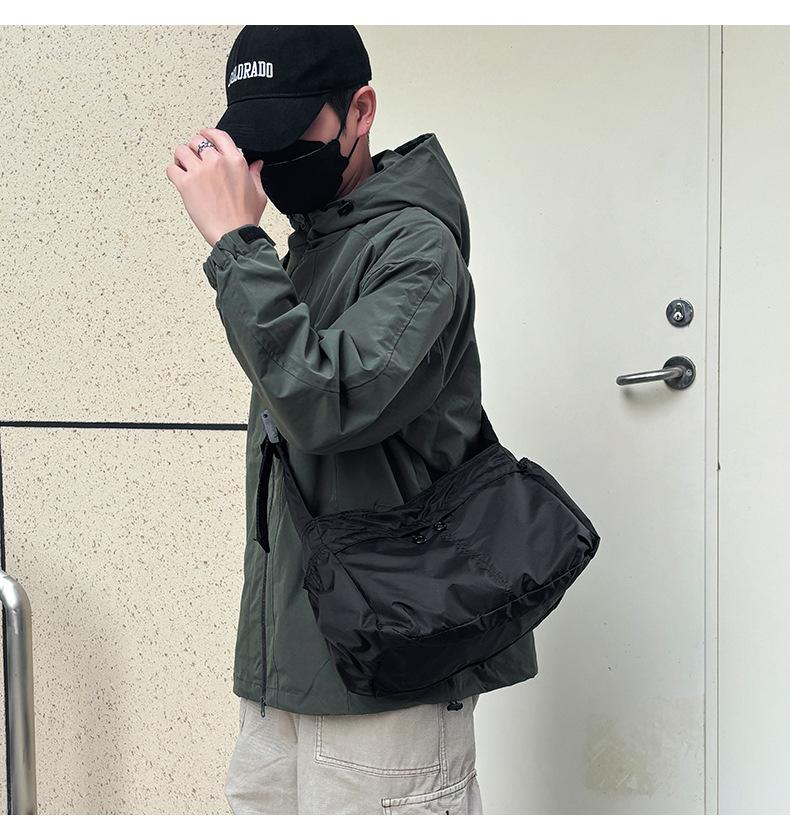 Men’s Waterproof Canvas Messenger Bag - Japanese Dumpling Crossbody Bag, Large Capacity, Multi-Pocket, Lightweight, Durable, for Work, Travel