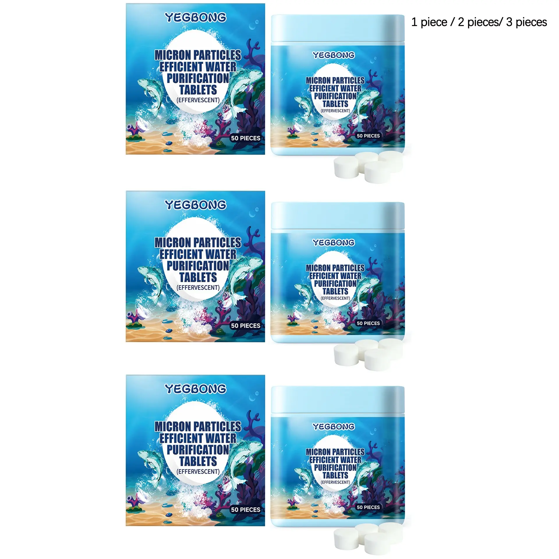 Fish Tank Water Clarifier Tablets (50 Pieces), Gentle Formula for Daily Home Use, Improves Turbidity, Non-Sponge Rubber, Unvulcanized Powder