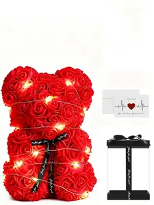 Valentine's Day Creative Rose Bear Christmas Gift, Pe Rose Flower Bear Gift, Unique Holiday Present, Perfect for Loved Ones