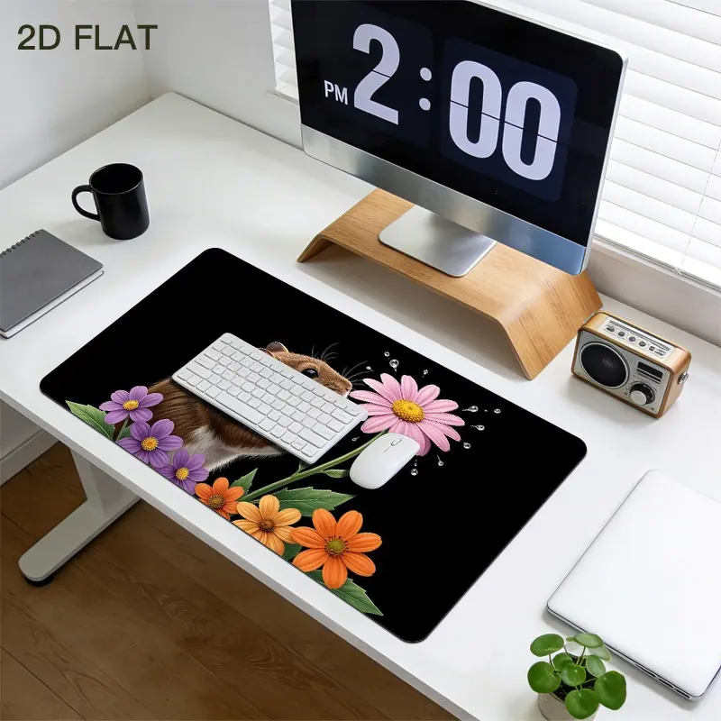 1pc whimsical hamster and daisy mouse pad, non-slip mouse pad, suitable for computer keyboards, office desks, and writing tables, desktop decoration, can also be used as a universal desktop mat. It is also the best gift for friends.