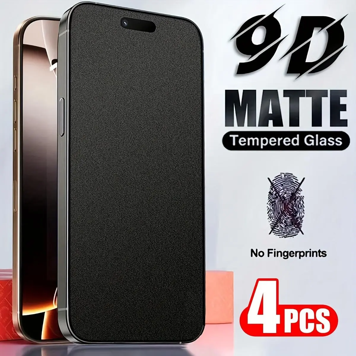 4pcs White Matte HD Full Coverage Tempered Glass Screen Protector for Apple iPhone 17 Air 16 Pro Max 15 14 Plus 13 12 11 Pro Max X XS MAX XR - Anti-Fingerprint, Anti-Glare, Touch Sensitive, Scratch-Resistant, Easy to Install, Long-Lasting Protection