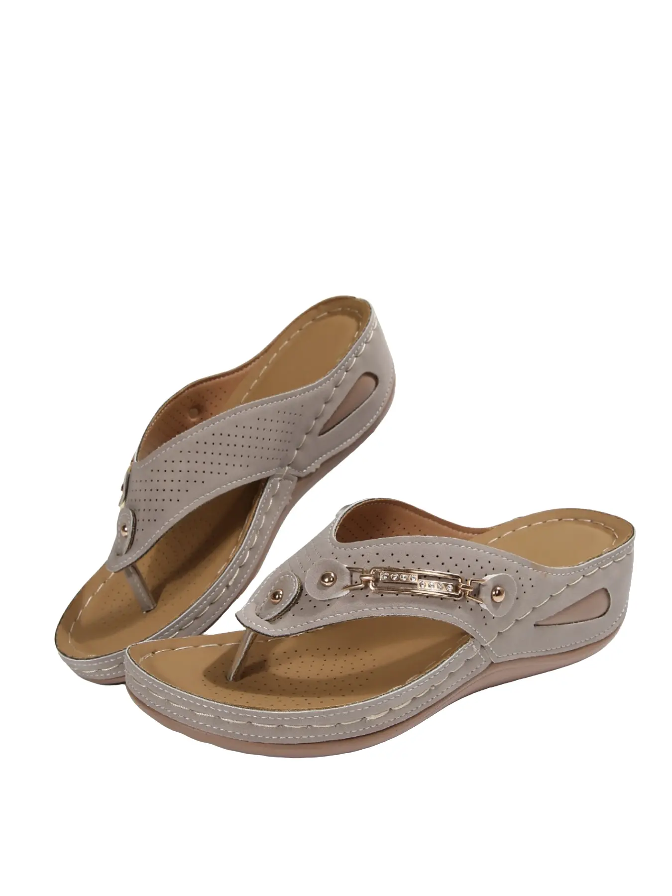 Women's Elegant Rhinestone Buckle Sandals, Soft Sole Lightweight Outdoor Casual Shoes, Comfortable & Stylish Footwear for Daily Wear