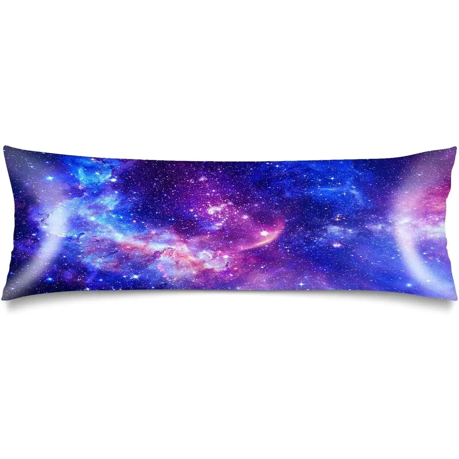 Silk Body Pillow Cover for Hair and Skin,Galaxy Long Pillow Case Protector with Envelope Closure,Outer Nebula Universe Star Night Sky Decorative Bed Cushion Covers for Sleep,20"x54"