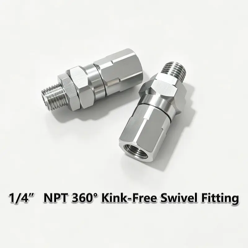 1/4" NPT Pressure Washer Swivel Fitting, 360° Kink-Free Swivel Connector for Gun and Hose, Durability, Flexibility
