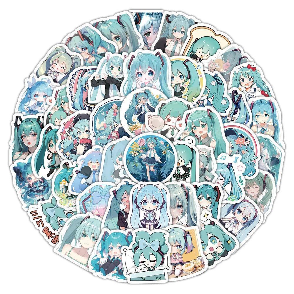 100pcs Hatsune Cute Miku Stickers Pack Waterproof Phone Case Cartoon Journaling Stationery Kawaii Packaging Laptop Stickerpopular stickers Cute beautiful