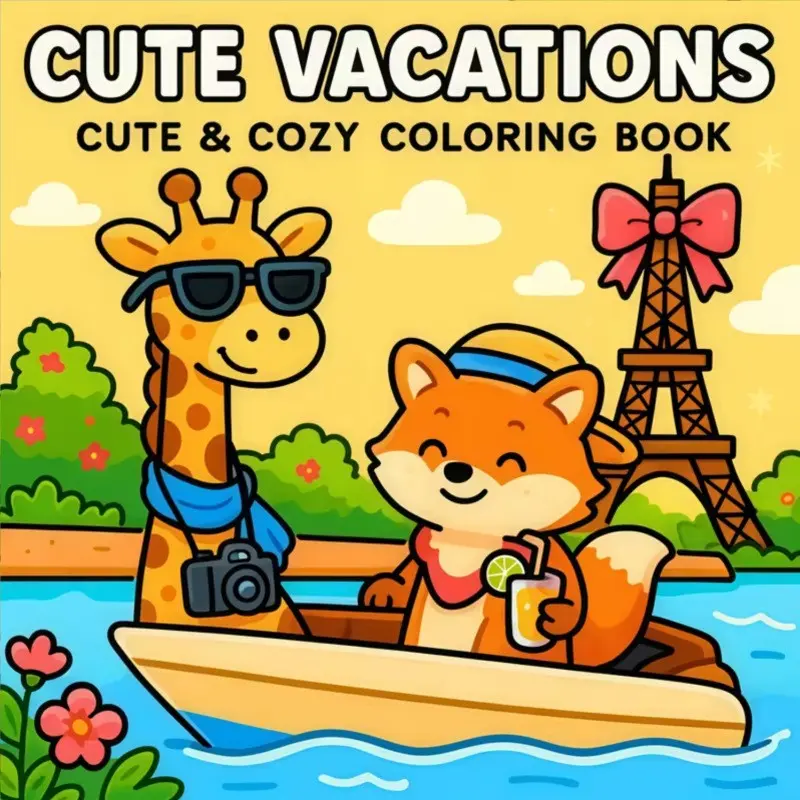 Cartoon Cute Holiday Coloring Book, Kids and Adults Doodle Painting Activity, Fun Fill-In Sketchbook for Creative Playtime