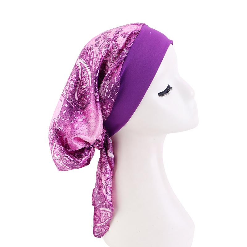 New Braided Turban Hat, Satin Print Tie Chemo Cap, Wide Elastic Sleep Bonnet