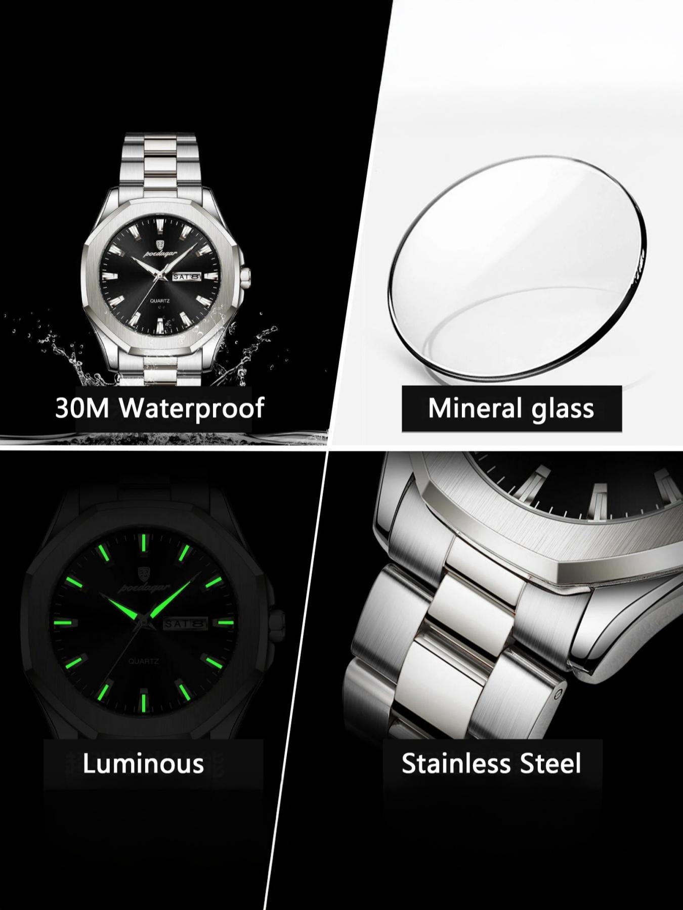 Men's Business Fashion Round Dial Analog Quartz Watch, Fashion Watch with Date & Luminous Hands, Trendy Watch for Daily Life, Business Fashion Watches