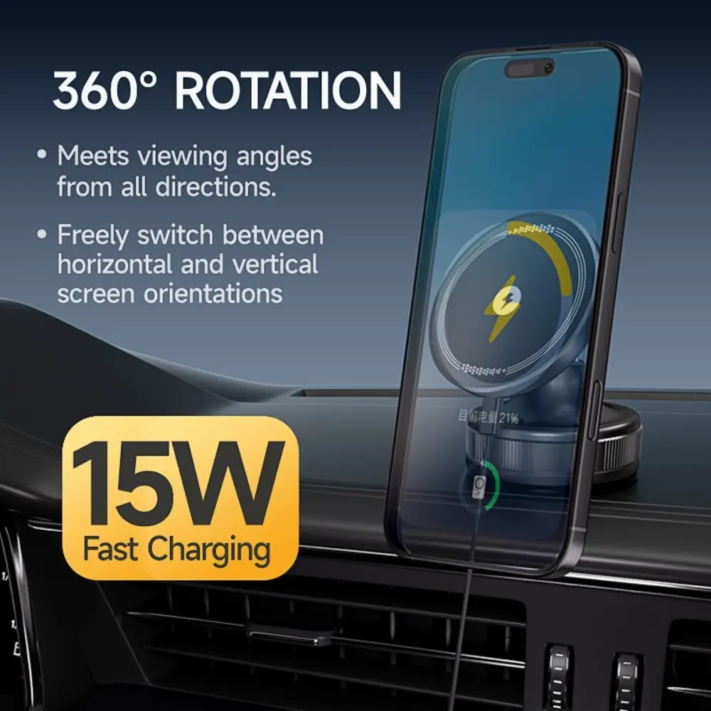 T29-W Vacuum Adsorption Wireless Charger Stand Strong Suction Fast Charging Compatible with All Phones Desktop Holder Turbo Wireless Charging