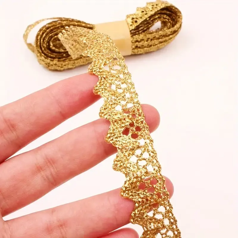 Lace Ribbon Roll for DIY Wedding Decoration, 0.59x196.85 Inches Single-Sided Lace Trim for Women Dress Skirt Accessories
