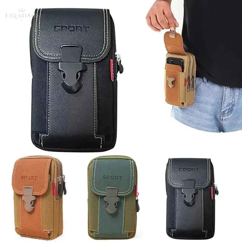 Men’s Multi‑Compartment Belt Waist Pouch, Durable Utility Cell Phone Holster Bag With Quick‑Release Buckle, Hands‑Free Carry For Outdoor Hiking Work Daily Casual Travel Use