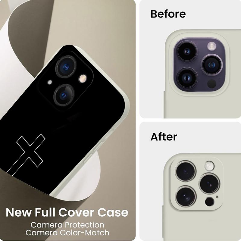 Minimalist Cross Pattern Straight Edge Phone Case for iPhone17 16 15 14 Pro Max 13 12 11  XS Plus Shockproof Full Camera Protection Durable slim Silicone Cover