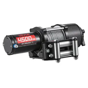 VEVOR 4500 lbs Electric Winch, 12V DC ATV/UTV Winch with 0.24 inx 39.4 ft Steel Wire Rope, Wireless Wired Remote Control, IP54 Waterproof, Roller Fairlead Mount Plate for Towing ATV UTV Off-Road