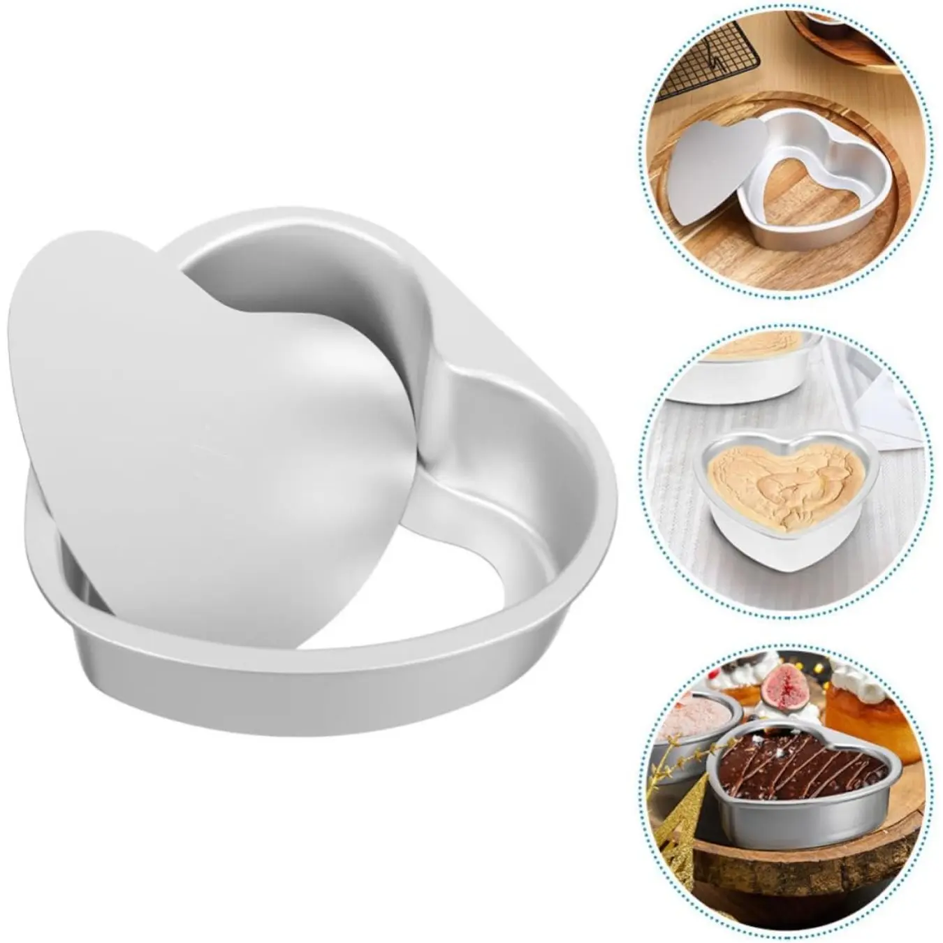 6 Inch Heart Shaped Aluminum Baking Pan, Heat Resistant Cake Mold for Chocolate, Bread & Desserts, Heart Cake Baking Tool for Wedding, Party and Family Gatherings