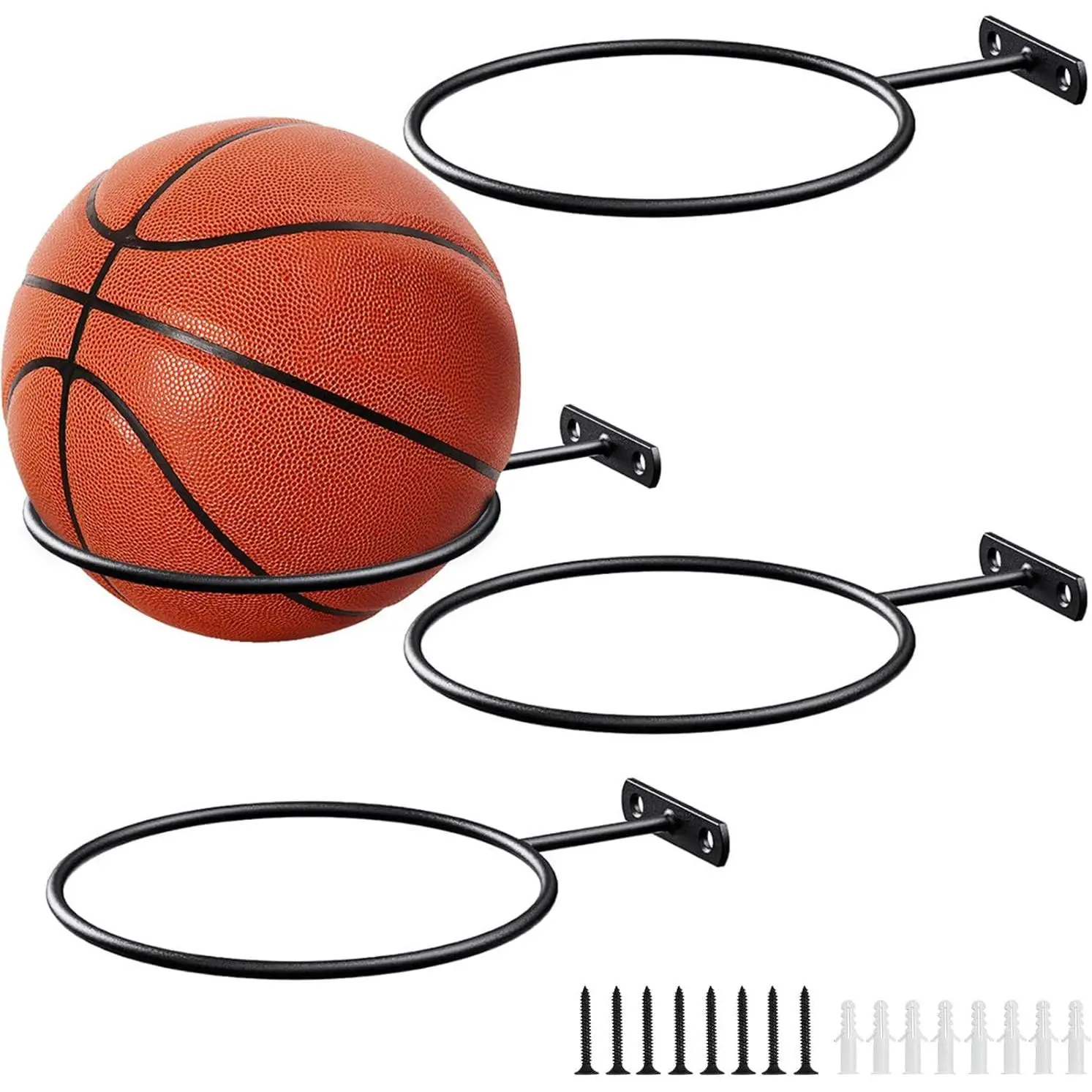 Basketball Holder Wall Mount for Basketball, Soccer Ball, Volleyball, Football, Rugby