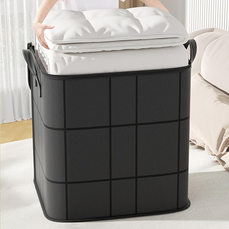 Extra Large 47.55gal Heavy-Duty Folding Storage Bag with Flip-Top Lid & Double Chain Closure - Heavy-Duty Rectangular Organizer with Black Frame for Moving, Travel, Under-Bed Storage - Space-Saving Collapsible Storage Box for Clothes, Beddi