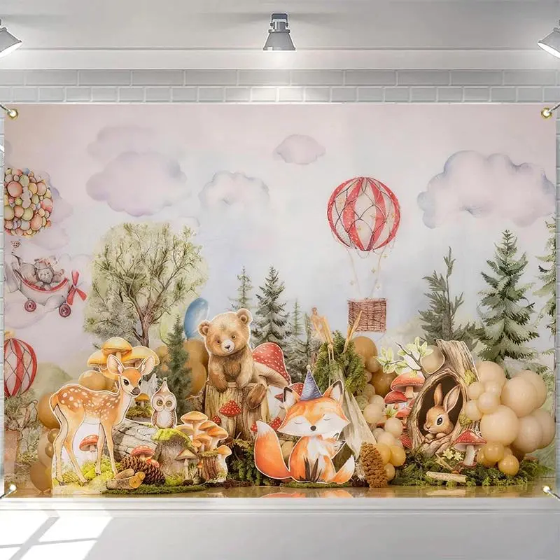 Outdoor Event Decor LS Forest Deer Fox Bear Rabbit Backdrops Kids Baby Photography Child Adult Photocall Decors Jungle Animals Backgrounds