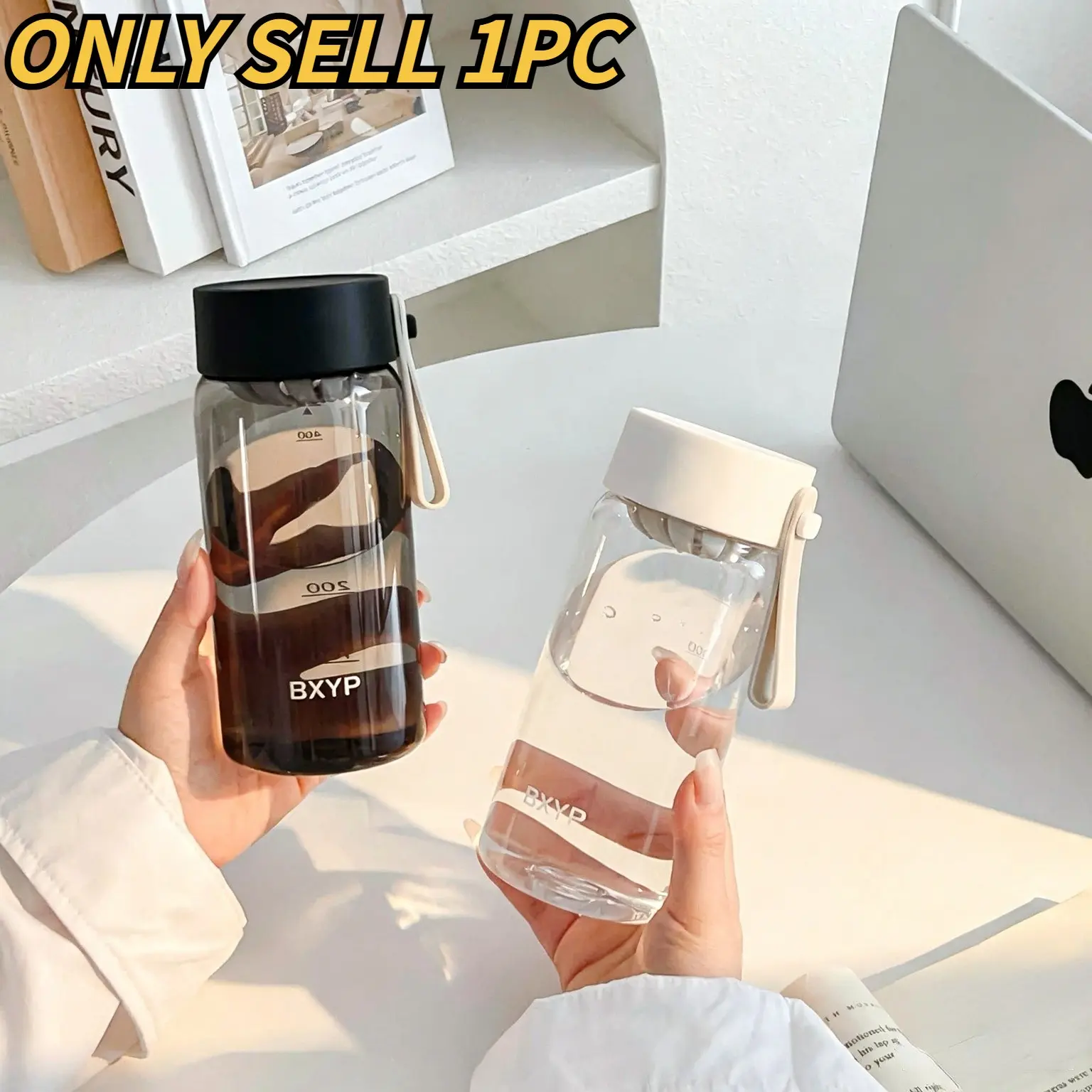 Portable Plastic Water Cup with Scale, Tea Strainer and Handle, 550ML Transparent Leak-Proof Bottle, Ideal for Daily Use, Travel, Camping, Leakproof Water Bottles