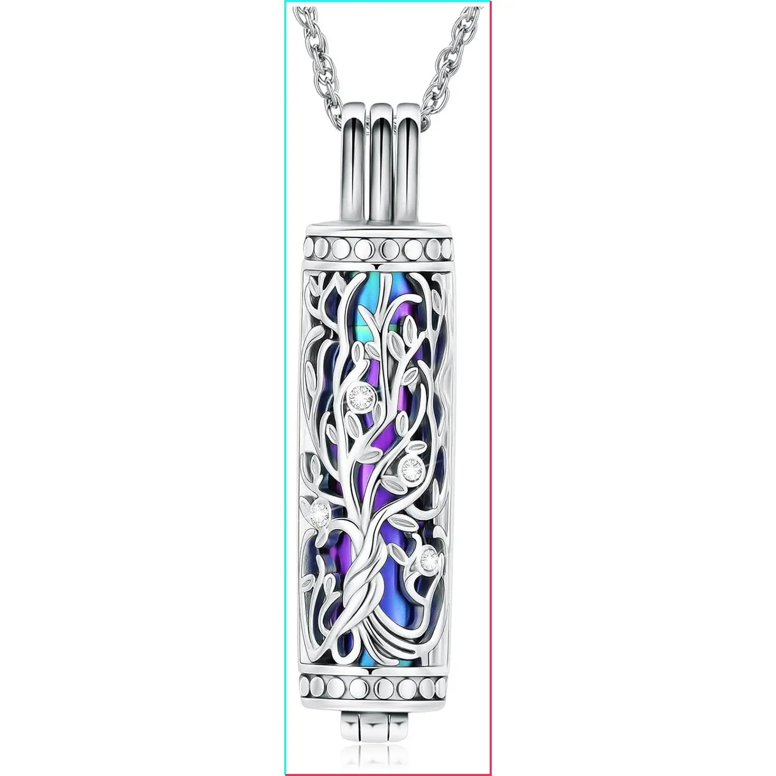 Tree of Life Cylinder Cremation Jewelry Urn Ashes Necklace for Women Men Vial Ash Pendant Loved One Memorial Jewelry