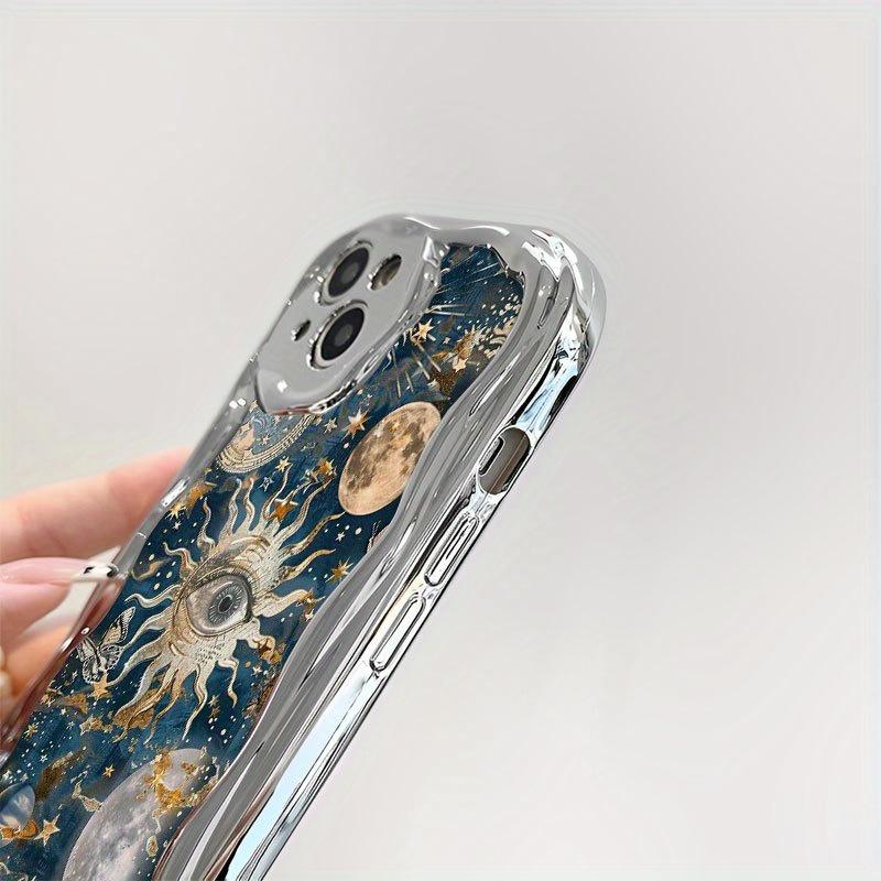 Celestial Sun and Moon themed phone case designed with stunning cosmic artwork compatible with iPhone17 16 15 14 13 12 and 11 Pro models and made of TPU protective material perfect for astrology lovers friends and family birthdays holidays