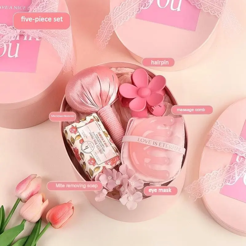 1set Pink Companion Gift Set - Bridal Gift/Wedding Bridesmaids/Birthday Gifts - Gifts for Best Friends - Combination Set of Cups/Hairbands/Eye Masks/Towels/Combs/Hair Clips, etc