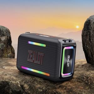 zealot s95 120w waterproof wireless sound speaker, rechargeable speaker sound system with led light, portable speaker for home, car, outdoor, camping, party, gifts for men, bedroom accessories, audio