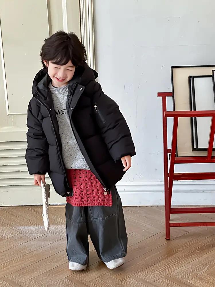 Girls' Winter Coat - Thickened Cold Weather Jacket with Hood, Easy Button Front Closure, Warm Outerwear for & Little Girls, Cute Everyday & Special Occasion Outfit (Birthday/Party) - Cozy Winter Clothing, Winter Jacket, Kids Party Wear, Playful Kids Fashi