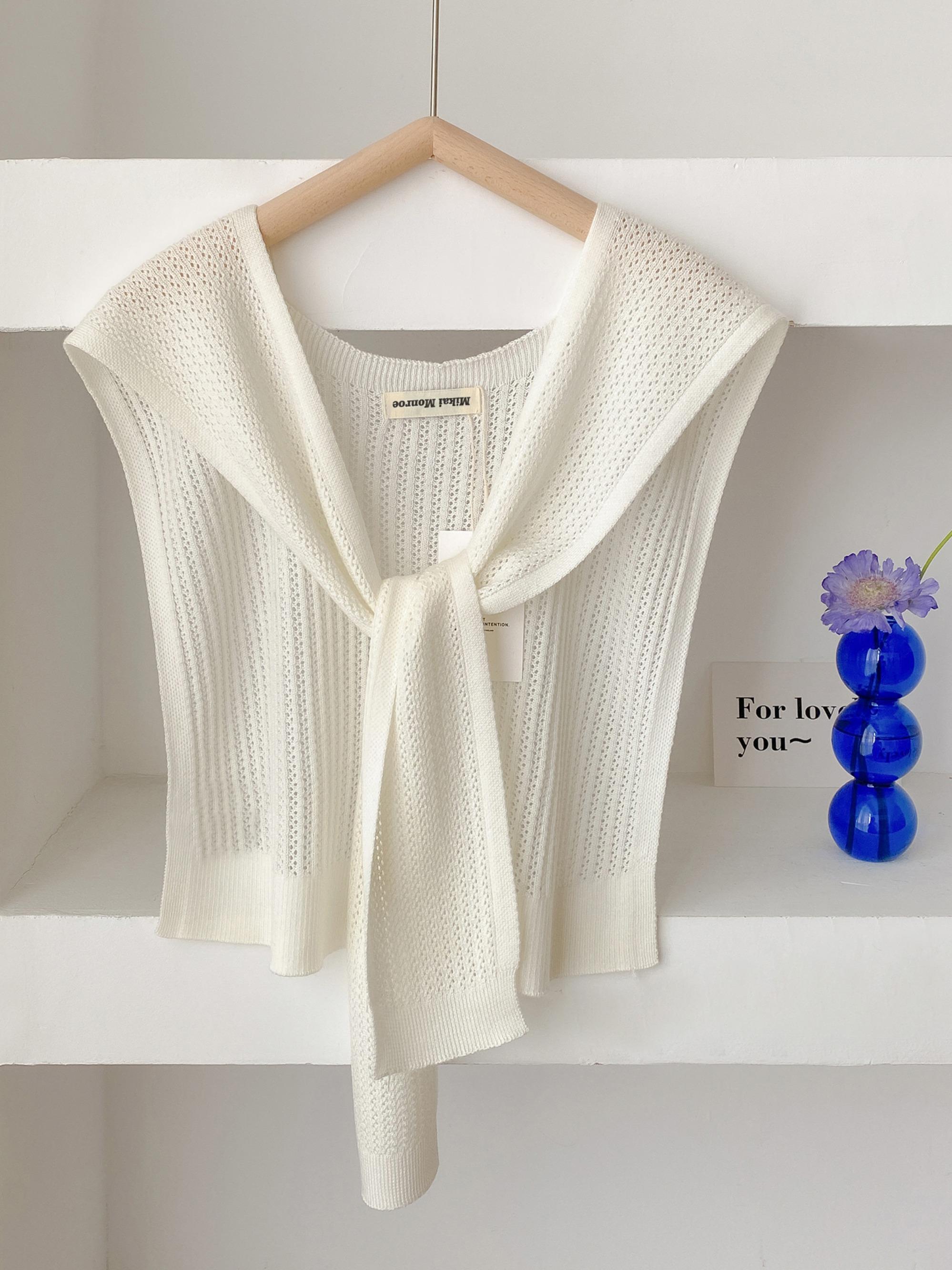 Women's Solid Color Open Front Cape Cloak Sleeve Knit Shawl, Casual Versatile Scarf for All Seasons, Fashion Knitwear Accessories for Women & Girls, Tops, Womenswear