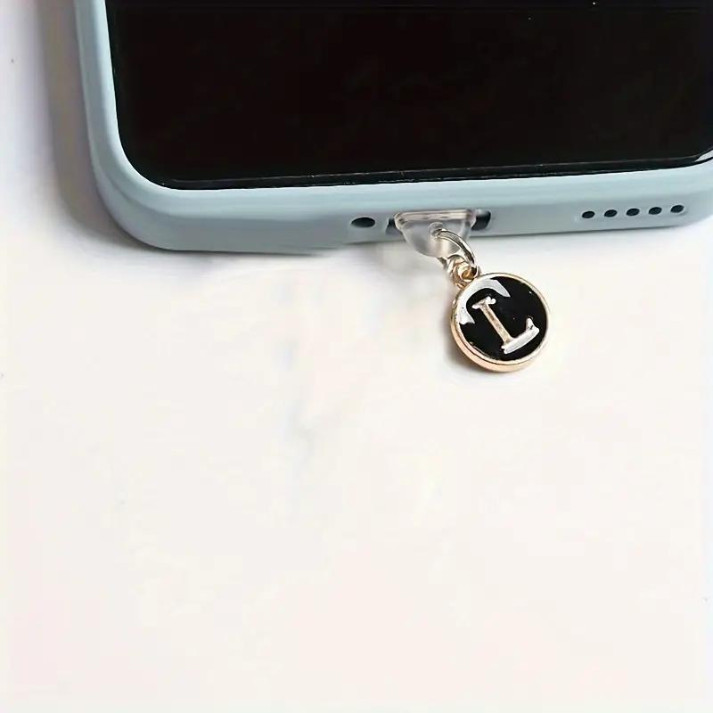 Creative Letter Design Dust Plug Phone Charm, 2 Counts Aluminum Alloy Phone Charge Port Anti Dust Plug, Fashion Durable Mobile Phone Decoration Accessories for Women & Girls, Cellphone, Phone Lanyard, Smartphone Accessories