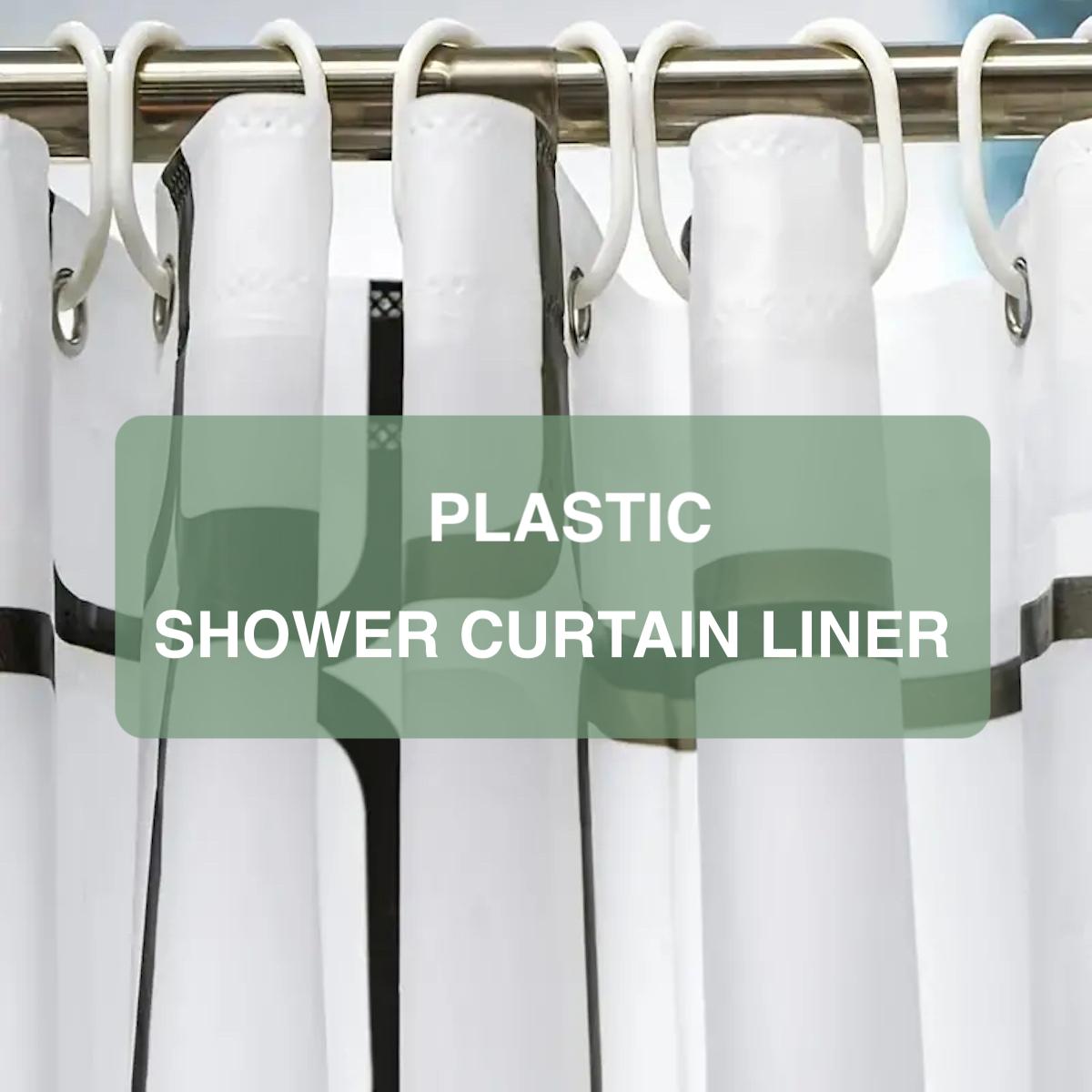 1 Count Lightweight Shower Curtain Liner with Plastic Hooks & Rust-Resistant Metal Grommets, Plaid Plastic Waterproof Bath Curtain, Bathroom Partitions Accessories, Bathroom Shower Equipment, Hanging