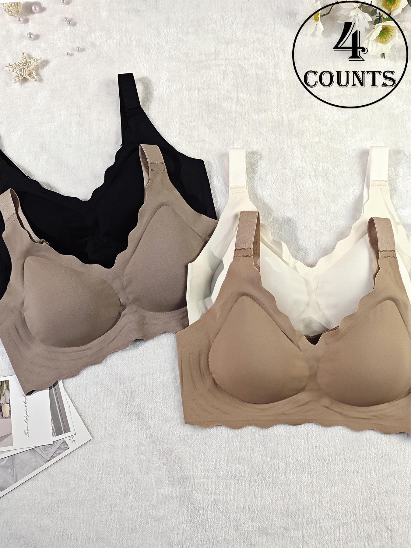 Women's Seamless Supportive Wireless Backless Bra, Adjustable Wide Straps, Comfortable Breathable Daily Wear, Ribbed Stripe Design, Seamless Bras, Medium Fit, Ladies Underwear