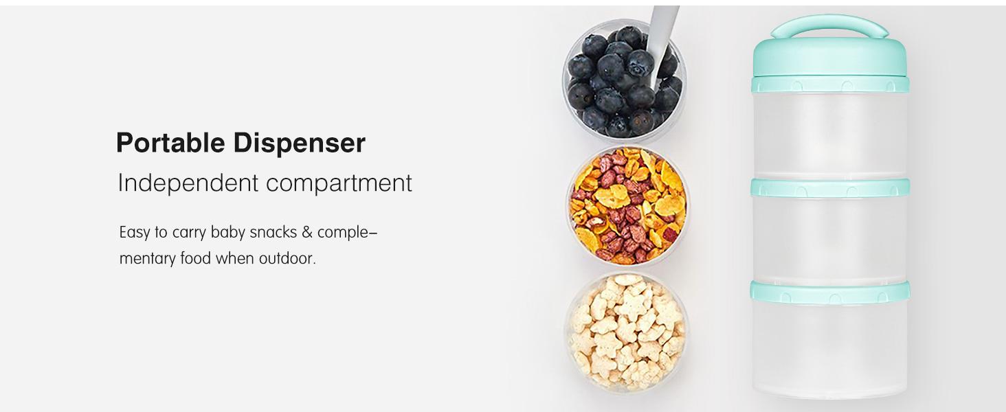 Termichy Stackable Formula Dispenser Portable Milk Powder Container, 2 Pack, Light Pink