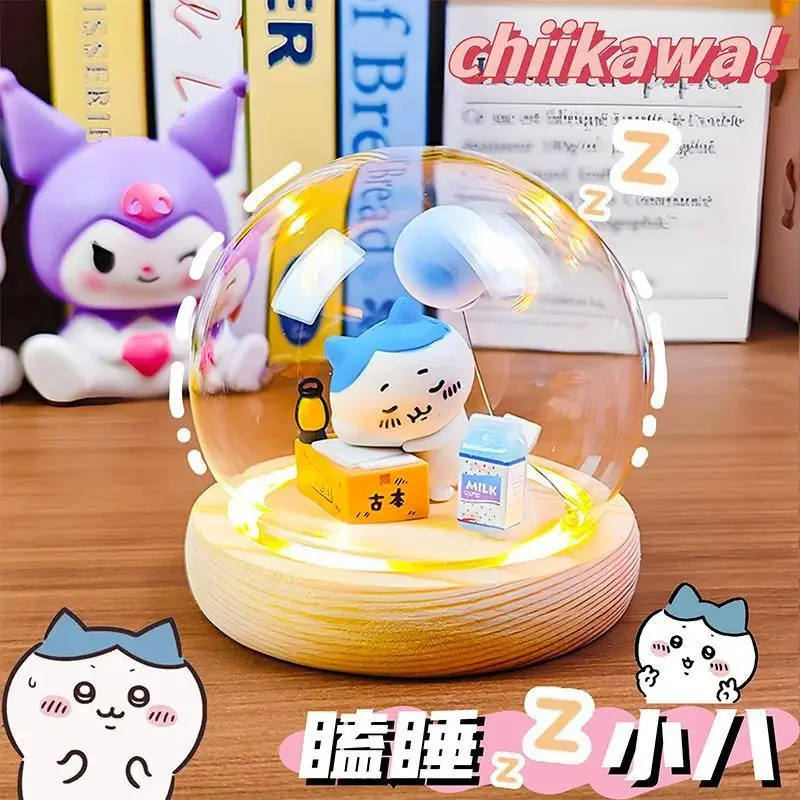 Chiikawa Confession Balloon Night Light Cute Glass Dome LED Lamp with Character Figures for Desk Decor and Gift