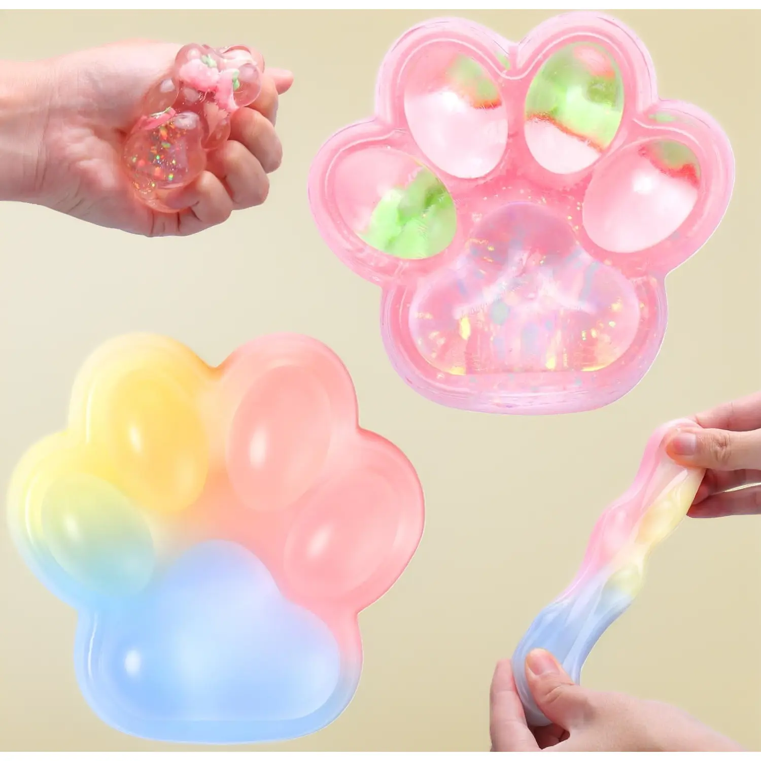4 Pcs Ultra-Soft Squishy Cat Paw, Stress Relief Fidget Toys for Adults Kids – Small Cute Sensory Squeeze Toy, Fun Decompression Squeezing Toy, Soft & Relaxing