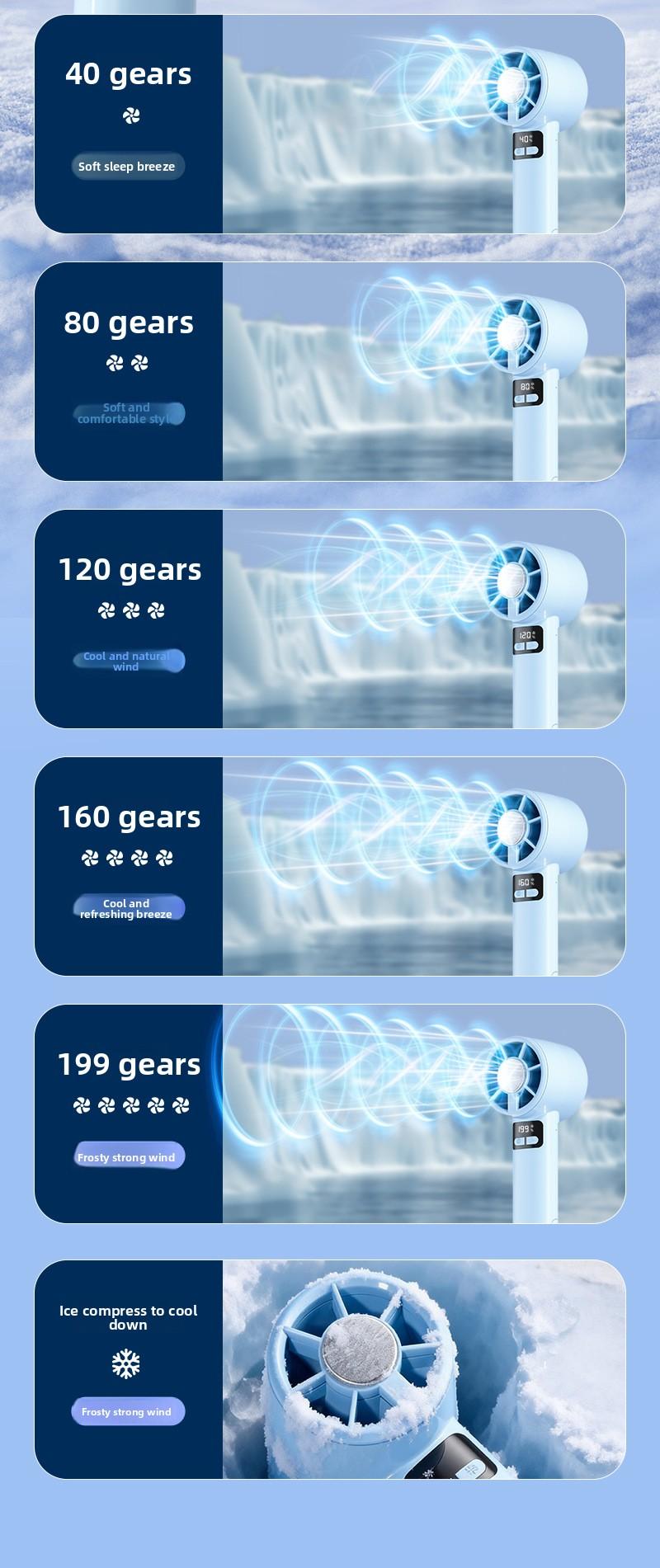 New USB Handheld Fan, Semiconductor Cooling Fan, Five-Speed High-Speed Turbo Fan