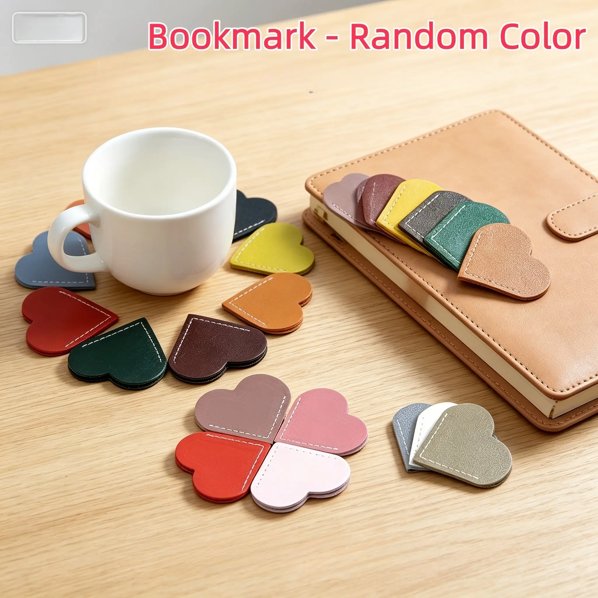 7/12Pcs Random Color Heart Shaped PU Leather Bookmarks Durable Page Markers For Books Notebooks Cute Reading Accessories Ideal Gift For Students Teachers Book Lovers Back To School Valentine Birthday Holiday Reading Stationery Supplies