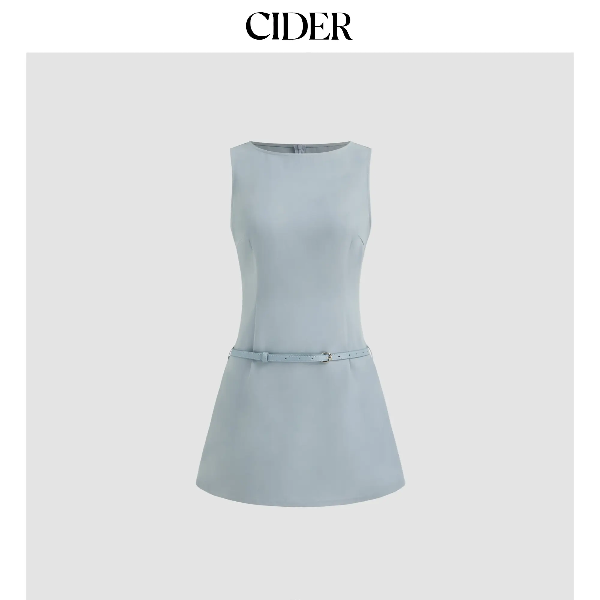 Cider Boat Neck Belted Mini Dress