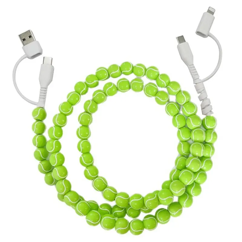 4 in 1 Tennis Beaded Charging Cable Fast Charger for Phone, Multifunctional charging cable, Compatible with all devices USB-C and Lightning interfaces, 3.3 feet in length, available in multiple styles, Holiday gifts