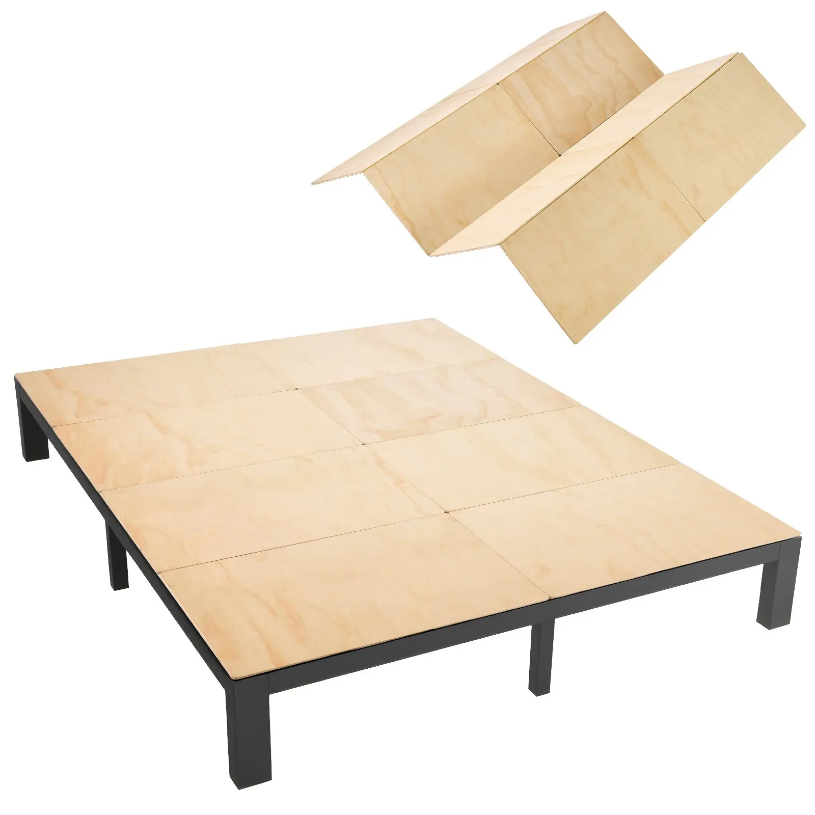 VEVOR King Size Bunkie Board, 76.8x70.1 in Foldable Under-Mattress Bed Board with Nylon Webbing, Plywood, Rounded Edges, Anti-Sag Design for Metal Frames, Sleeper Sofas, Webbed Panels