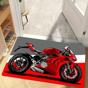 Doormat, modern trend motorcycle pattern printed carpet, suitable for indoor and outdoor use, door decoration, bedroom floor mat, kitchen rug, modern home accessories, soft and comfortable carpet, playful design decorative doormat.